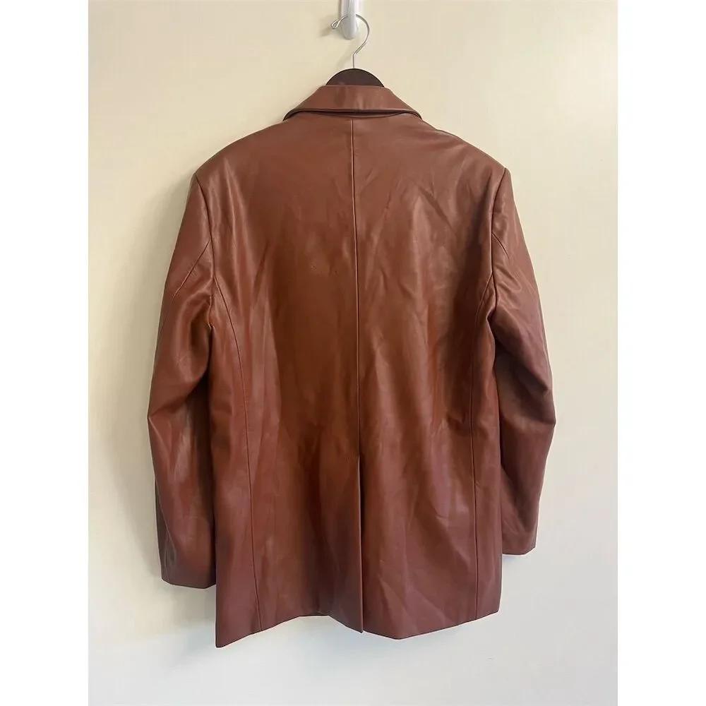 Steve Madden Women's Blazer Size S Brown Faux Leather Jacket - Picture 10 of 11